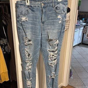 American Eagle Outfitters Women's Distressed Blue Jeans